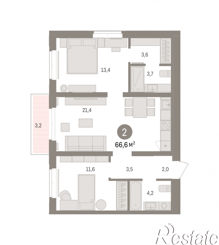 3-комн квартира в новом доме Минская, 92