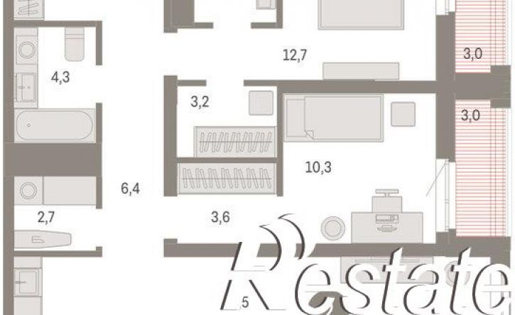 2-комн квартира в новом доме улица Республики, 205 к3,  д. 205 к3