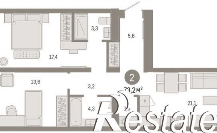 2-комн квартира в новом доме улица Республики, 205 к3,  д. 205 к3