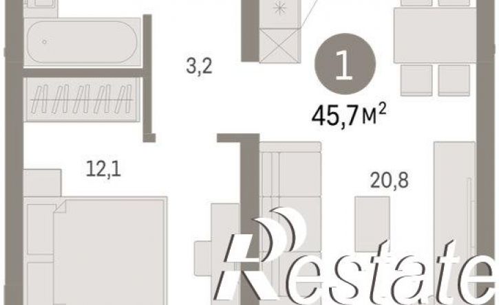 2-комн квартира в новом доме улица Республики, 205 к3,  д. 205 к3