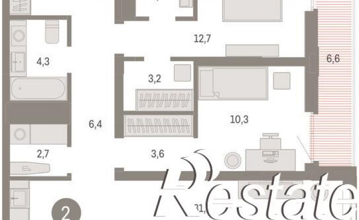 3-комн квартира в новом доме улица Республики, 205 к3,  д. 205 к3