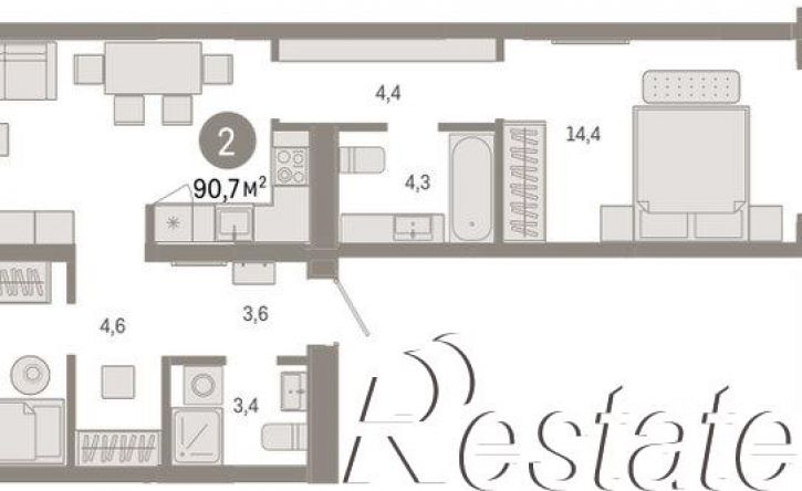 3-комн квартира в новом доме улица Республики, 205 к3,  д. 205 к3