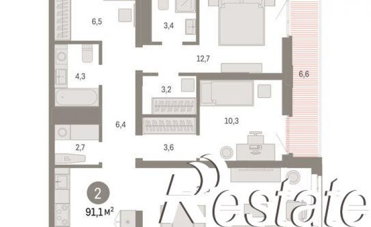 2-комн квартира в новом доме улица Республики, 205 к3,  д. 205 к3