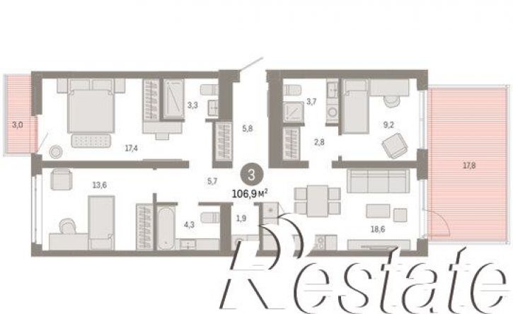 3-комн квартира в новом доме улица Республики, 205 к3,  д. 205 к3