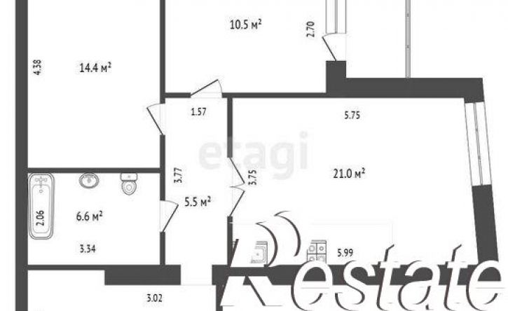 3-комн квартира Индустриальная улица, 34,  д. 34