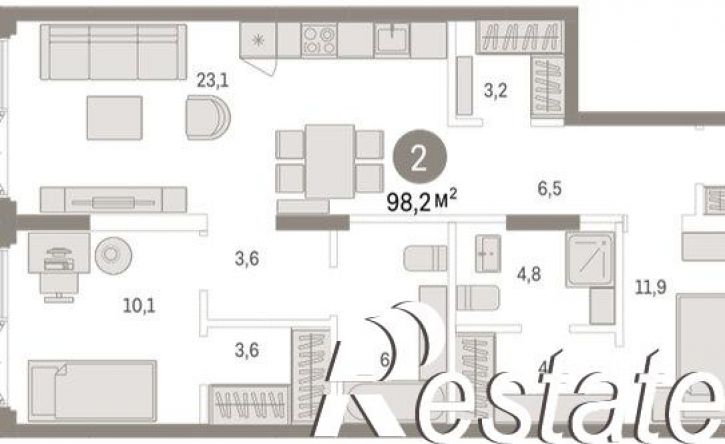 2-комн квартира улица Республики, 205 к2,  д. 205 к2