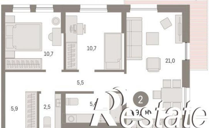 2-комн квартира улица Республики, 205 к1,  д. 205 к1