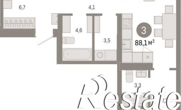 3-комн квартира в новом доме улица Республики, 205 к3,  д. 205 к3