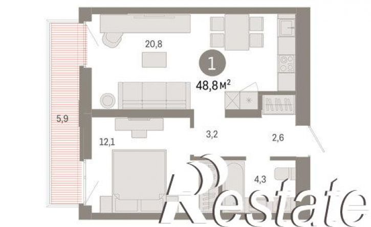 2-комн квартира в новом доме улица Республики, 205 к3,  д. 205 к3