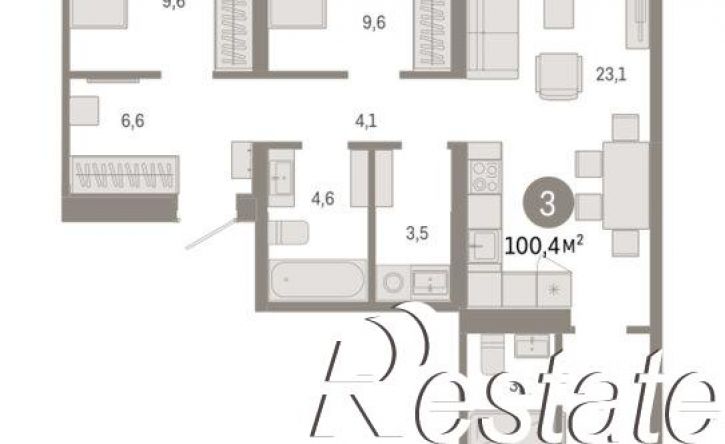 3-комн квартира в новом доме улица Республики, 205 к3,  д. 205 к3