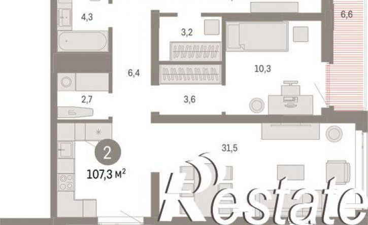 2-комн квартира в новом доме улица Республики, 205 к3,  д. 205 к3