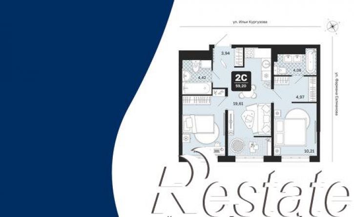 2-комн квартира в новом доме улица Фармана Салманова, 1 к3,  д. 1 к3