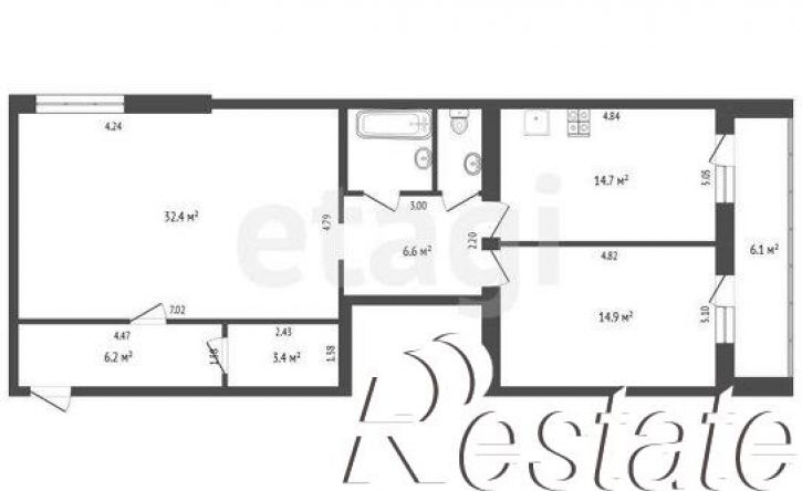 3-комн квартира улица Мелиораторов, 1,  д. 1