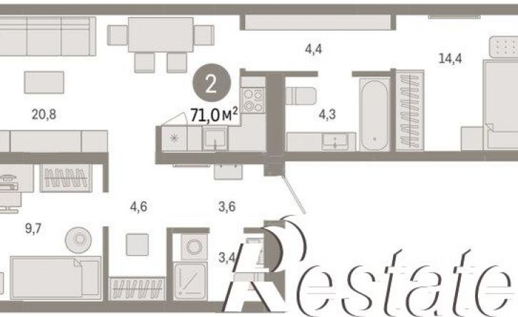 3-комн квартира в новом доме улица Республики, 205 к3,  д. 205 к3