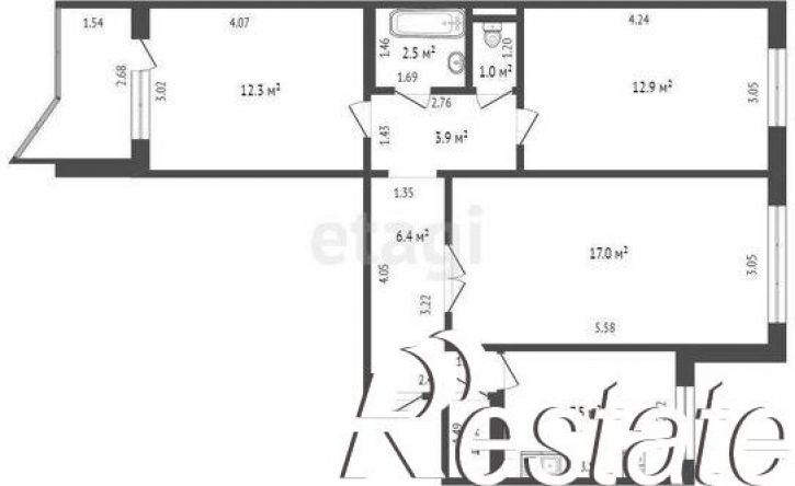 3-комн квартира улица Пермякова, 25,  д. 25