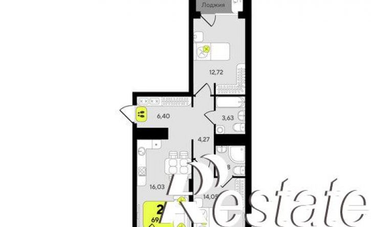 2-комн квартира в новом доме улица Разведчика Кузнецова, 10,  д. 10