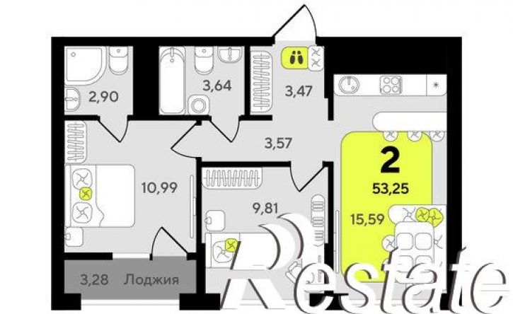2-комн квартира в новом доме улица Разведчика Кузнецова, 10,  д. 10