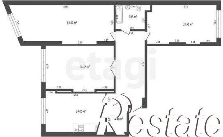 3-комн квартира улица Малыгина, 90,  д. 90