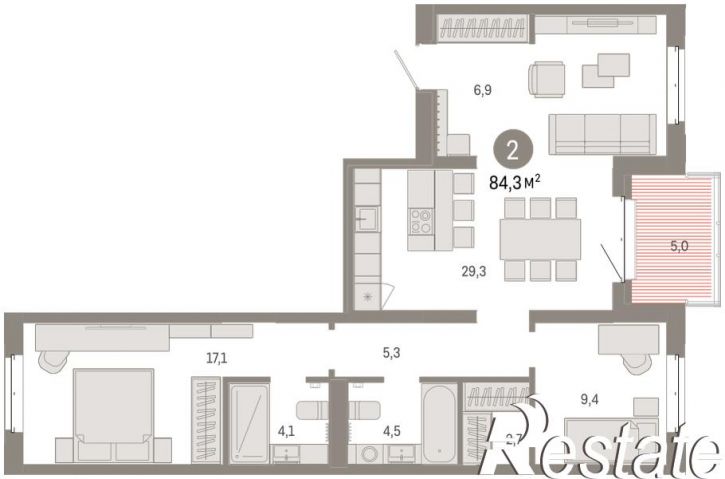 3-комн квартира в новом доме Минская, 92