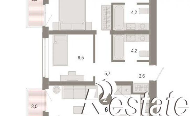 3-комн квартира в новом доме улица Республики, 205 к3,  д. 205 к3