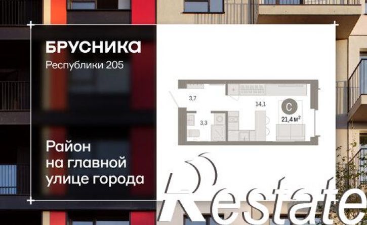 1-комн квартира улица Республики, 205 к2,  д. 205 к2