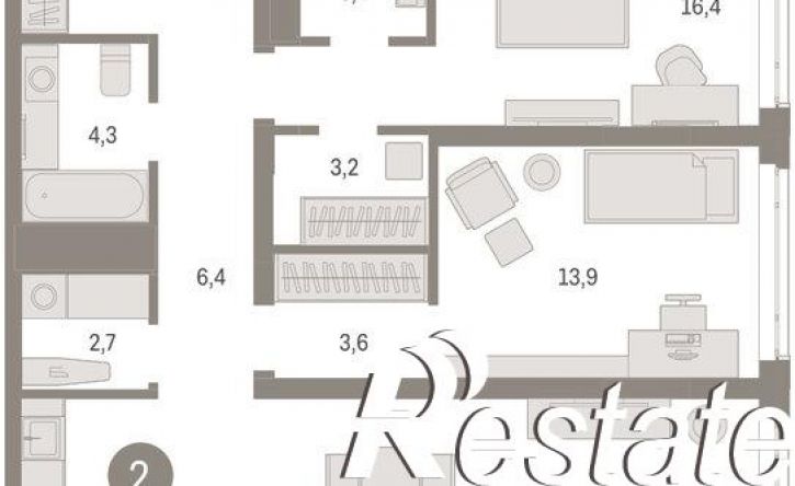 3-комн квартира в новом доме улица Республики, 205 к3,  д. 205 к3