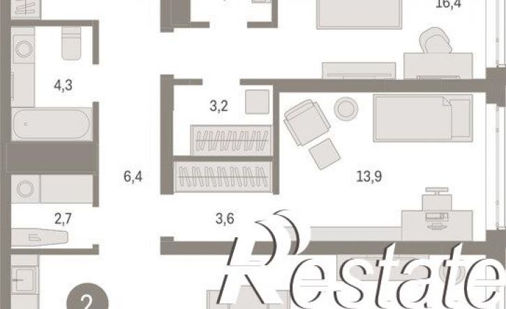 2-комн квартира в новом доме улица Республики, 205 к3,  д. 205 к3