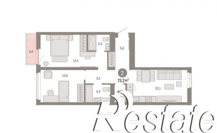 3-комн квартира в новом доме улица Республики, 205 к3,  д. 205 к3