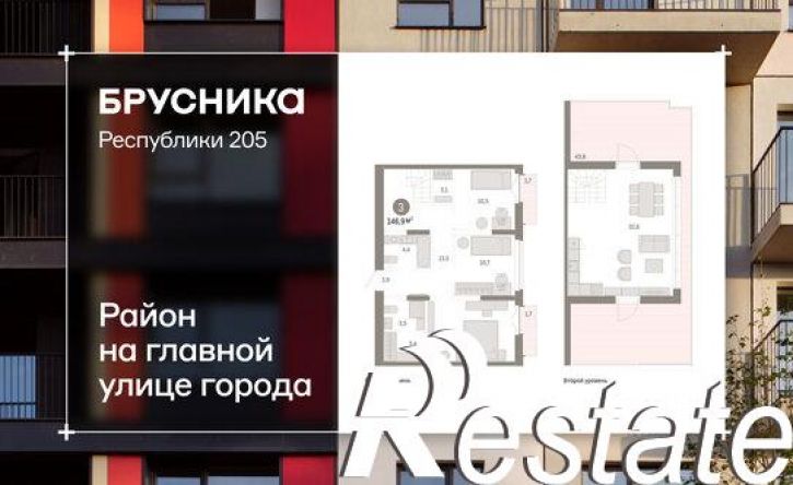 3-комн квартира улица Республики, 205 к2,  д. 205 к2