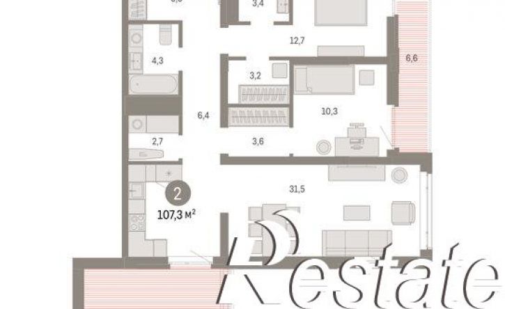 3-комн квартира в новом доме улица Республики, 205 к3,  д. 205 к3