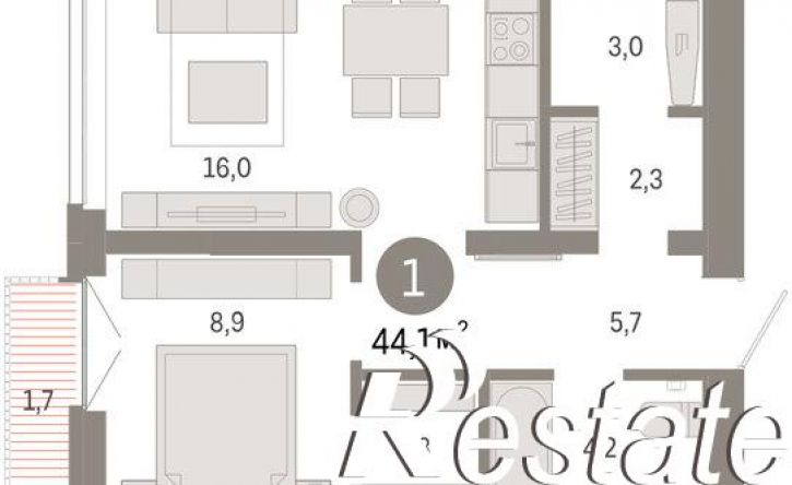 2-комн квартира улица Республики, 205 к2,  д. 205 к2