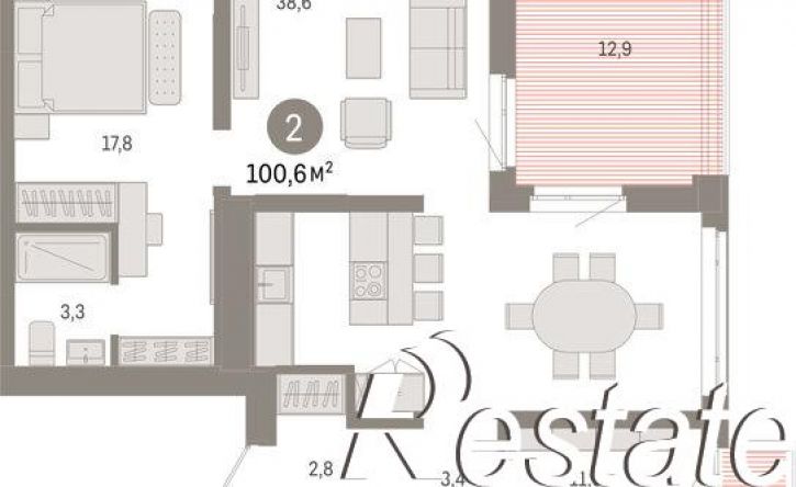 2-комн квартира в новом доме улица Республики, 205 к3,  д. 205 к3