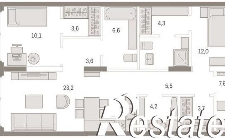3-комн квартира улица Республики, 205 к2,  д. 205 к2