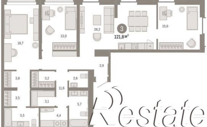 3-комн квартира улица Республики, 205 к2,  д. 205 к2
