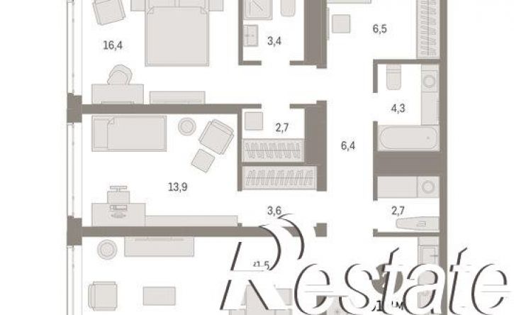 3-комн квартира в новом доме улица Республики, 205 к3,  д. 205 к3