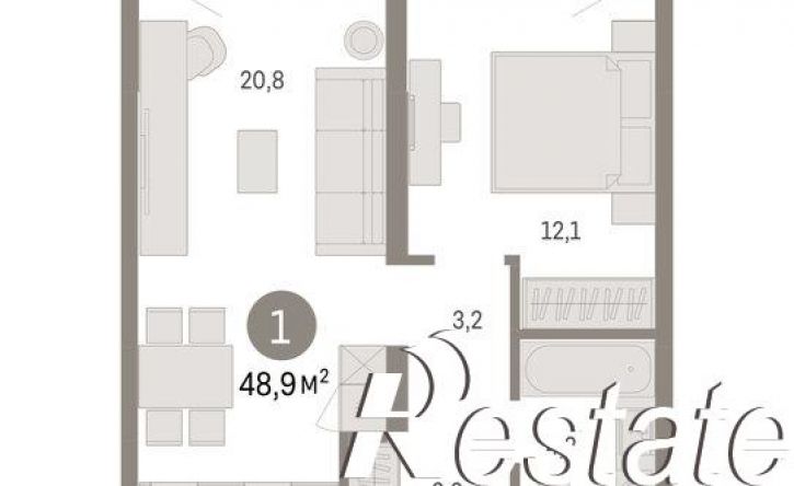 2-комн квартира в новом доме улица Республики, 205 к3,  д. 205 к3