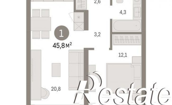 2-комн квартира в новом доме улица Республики, 205 к3,  д. 205 к3