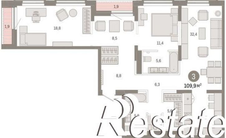 3-комн квартира Краснооктябрьская улица, 4 к2,  д. 4 к2