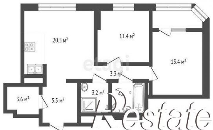 2-комн квартира улица Эльвиры Федоровой, 1к1,  д. 1к1