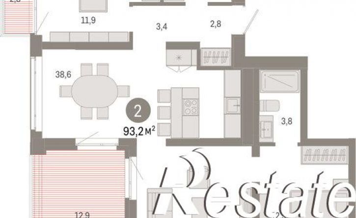 2-комн квартира в новом доме улица Республики, 205 к3,  д. 205 к3