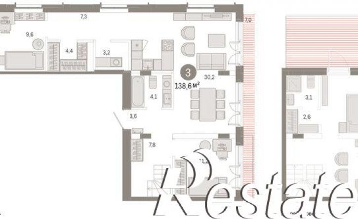 3-комн квартира улица Республики, 205 к2,  д. 205 к2
