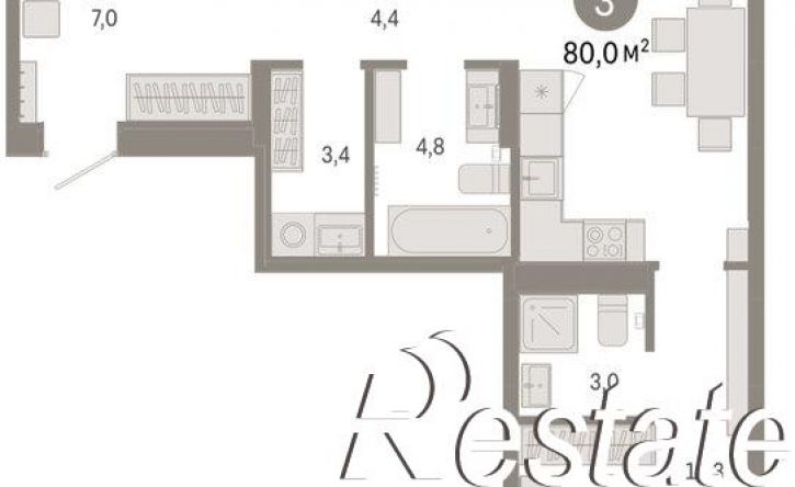 3-комн квартира Краснооктябрьская улица, 4 к2,  д. 4 к2