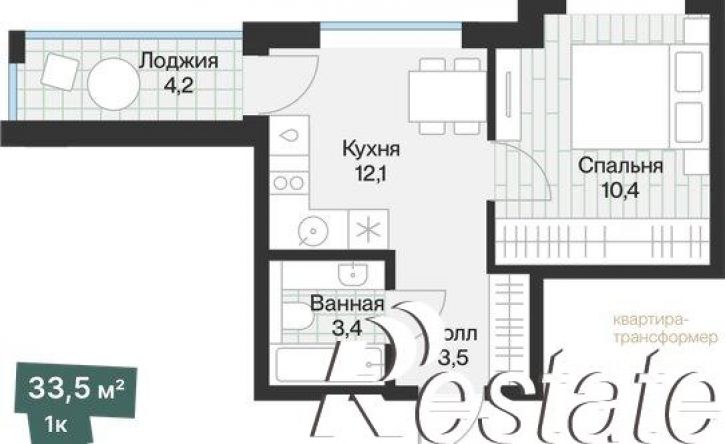 1-комн квартира улица Игоря Комиссарова, 19,  д. 19