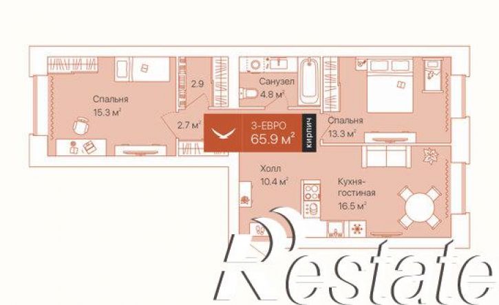 2-комн квартира улица Республики, 204 к12,  д. 204 к12