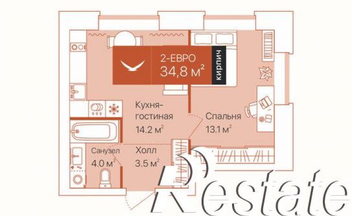 2-комн квартира улица Республики, 204 к12,  д. 204 к12