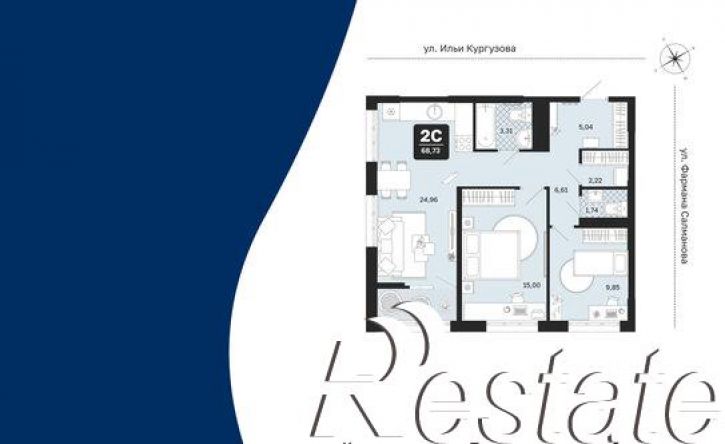 2-комн квартира в новом доме улица Фармана Салманова, 1 к3,  д. 1 к3