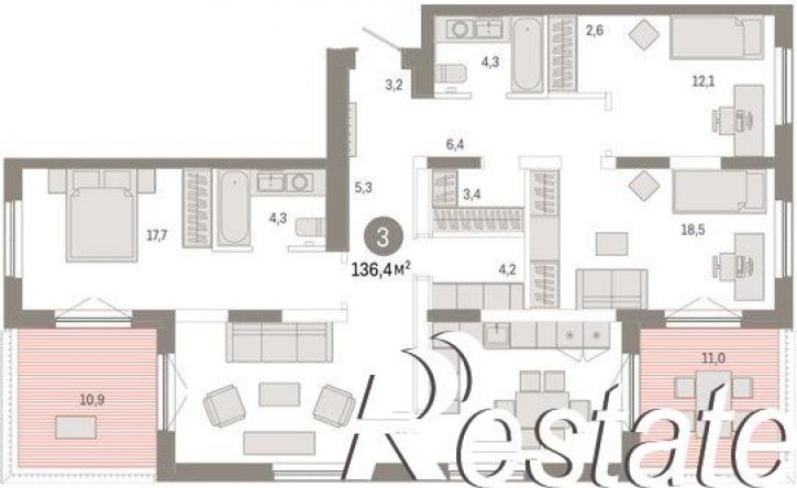 3-комн квартира Краснооктябрьская улица, 4 к2,  д. 4 к2