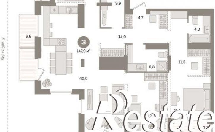 3-комн квартира Краснооктябрьская улица, 4 к1,  д. 4 к1