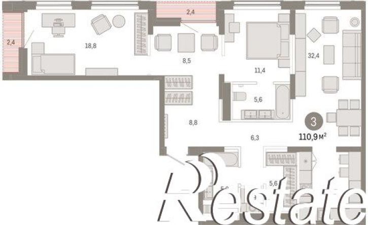 3-комн квартира Краснооктябрьская улица, 4 к2,  д. 4 к2