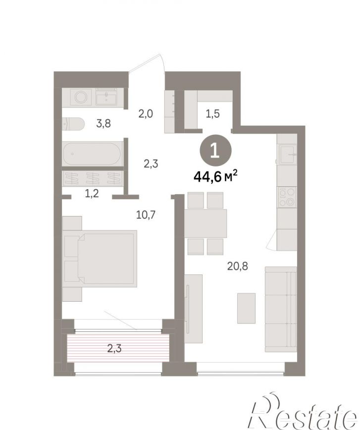 2-комн квартира в новом доме Причальная, 11